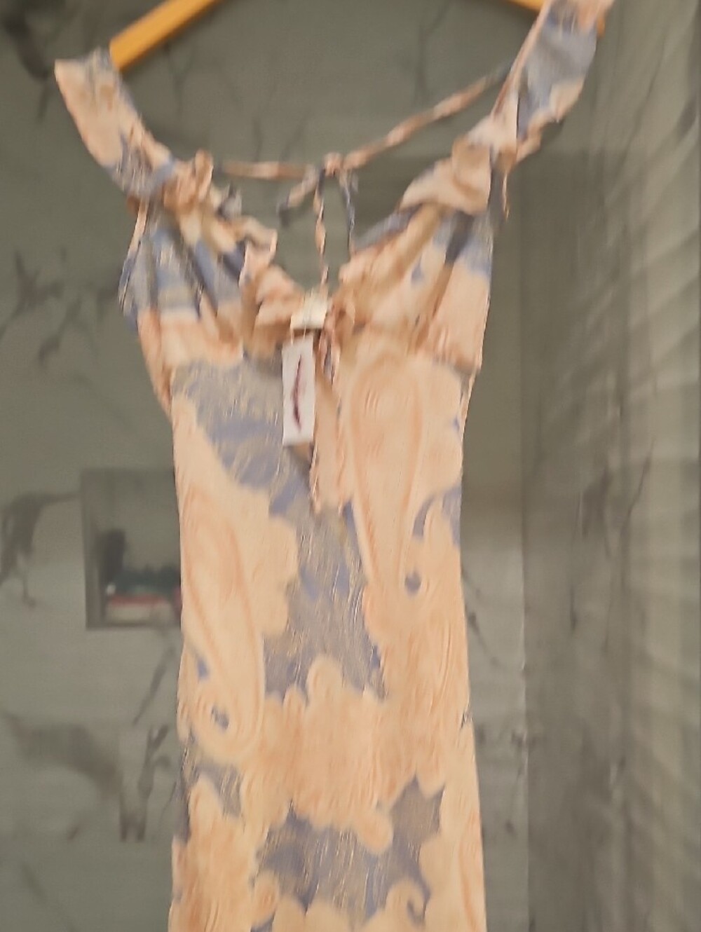 Jessica Simpson Beige and Blue Paisley Ruffle-Strap Maxi Dress - Picture 5 of 5